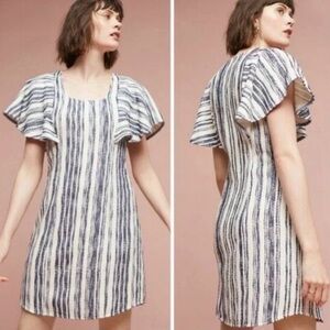 Anthropology Akemi Kin Striped Flutter Sleeve Dress